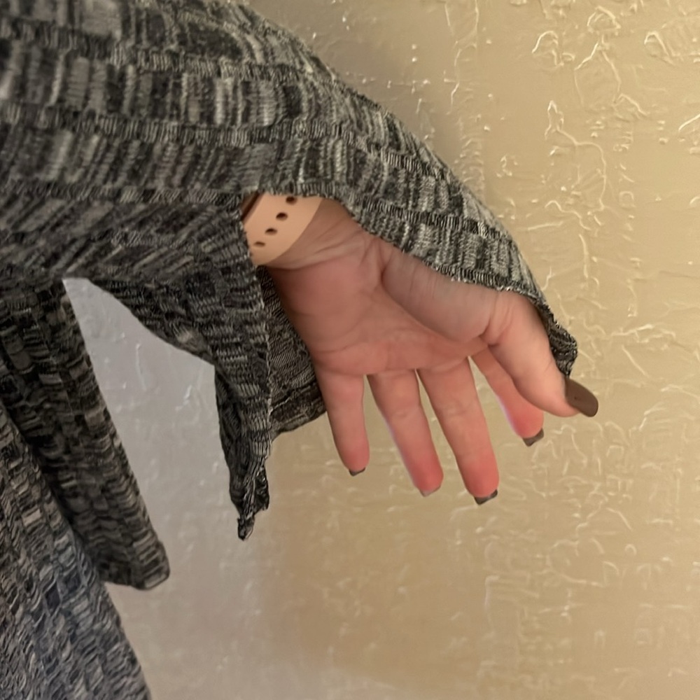 Timing Long Open-Front Gray‎ Marled Cardigan - Picture 4 of 7